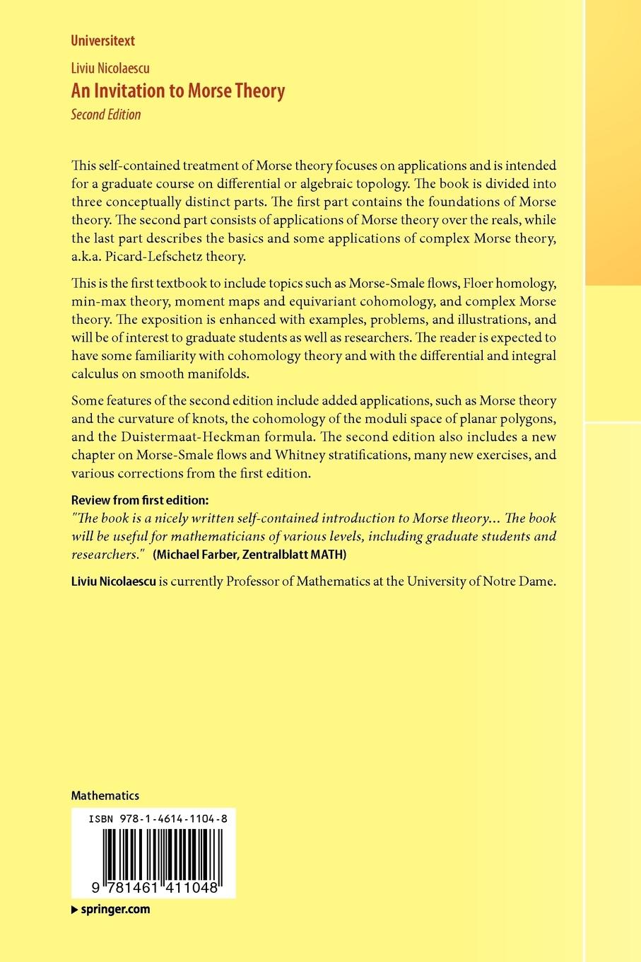 Rückseitencover An Invitation to Morse Theory