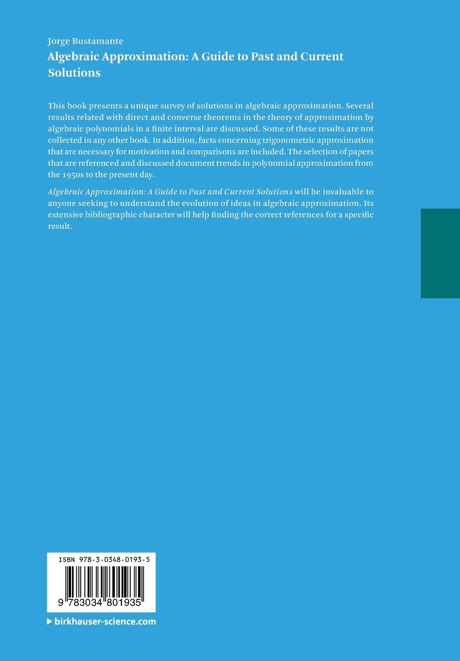 Rückseitencover Algebraic Approximation: A Guide to Past and Current Solutions