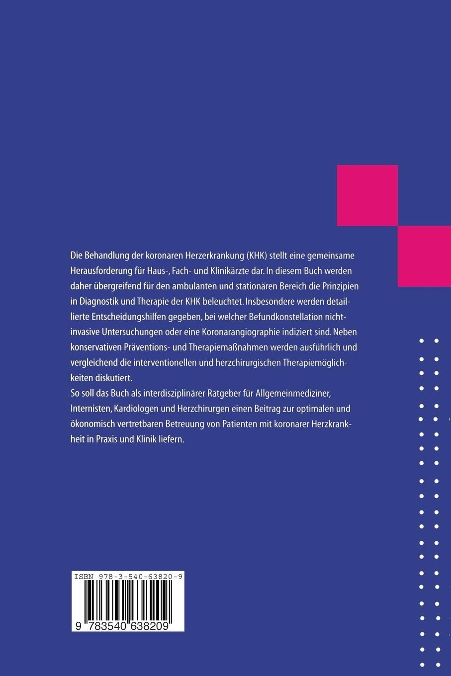 Rückseitencover Rationelle Diagnostik und Therapie bei koronarer Herzerkrankung