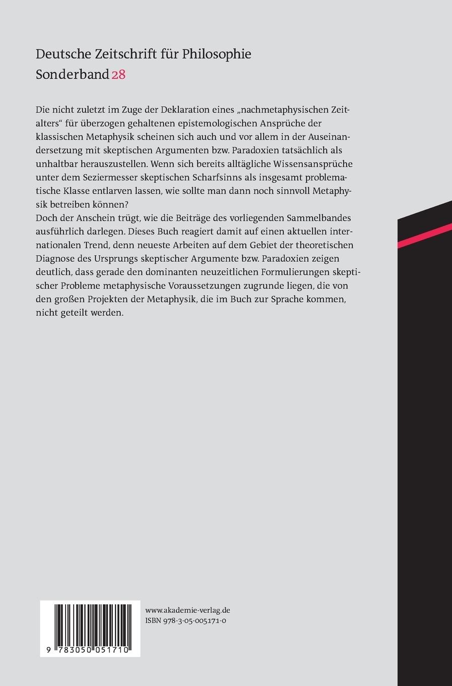Rückseitencover Skeptizismus und Metaphysik