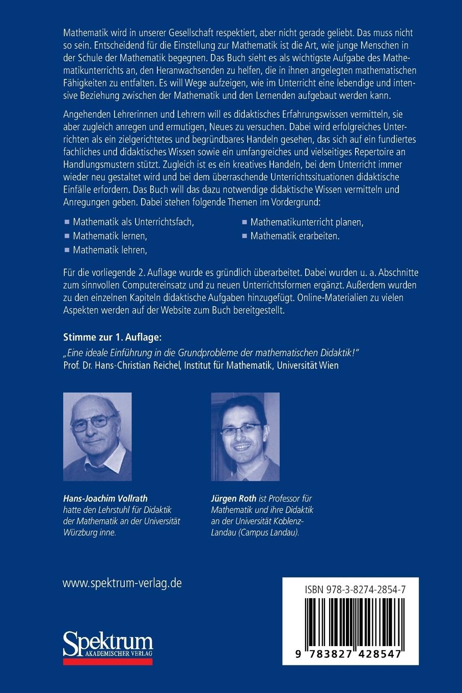 Rückseitencover Grundlagen des Mathematikunterrichts in der Sekundarstufe