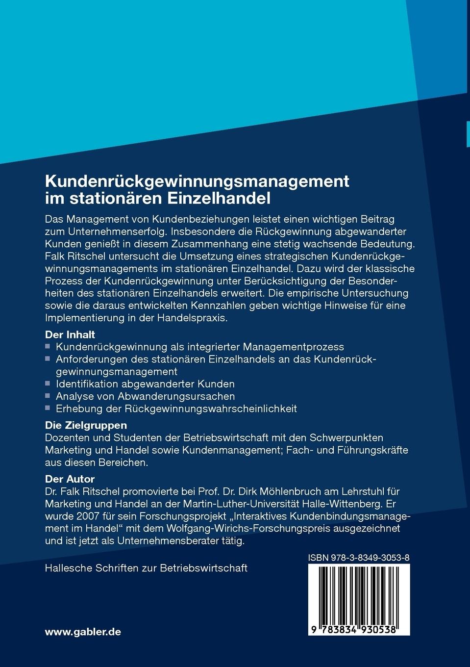 Rückseitencover Kundenrückgewinnungsmanagement im stationären Einzelhandel