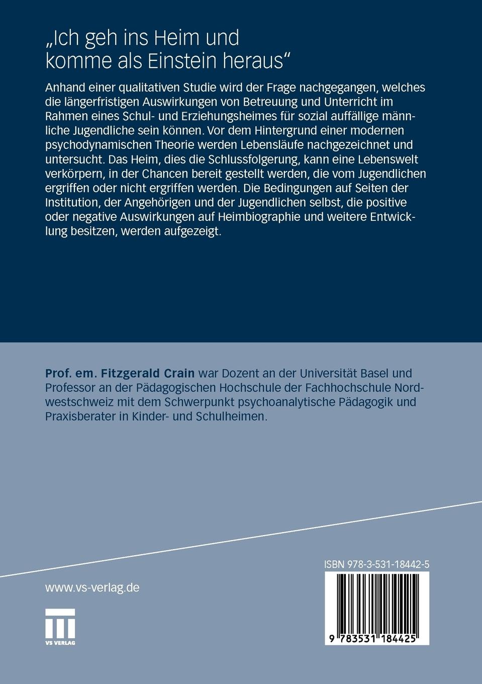 Rückseitencover "Ich geh ins Heim und komme als Einstein heraus"