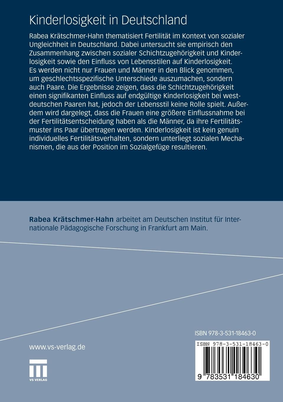 Rückseitencover Kinderlosigkeit in Deutschland