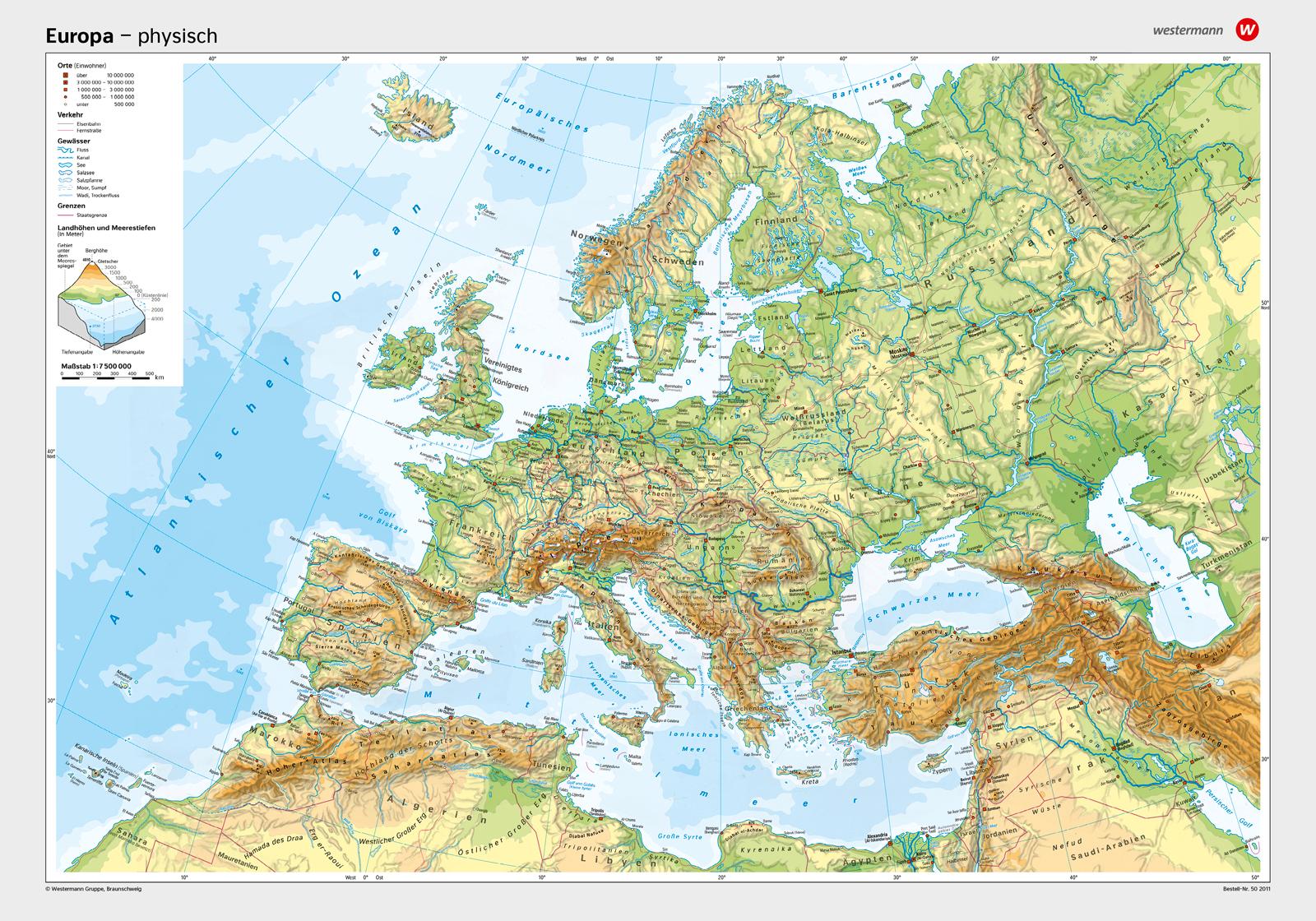 Vorderes Coverbild Posterkarten Geographie: Europa: physisch