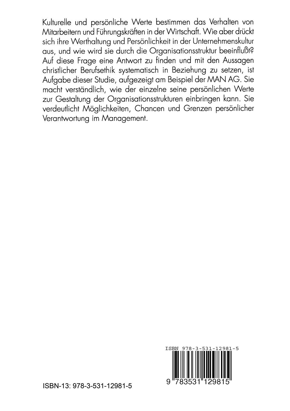 Rückseitencover Management · Werte Organisation