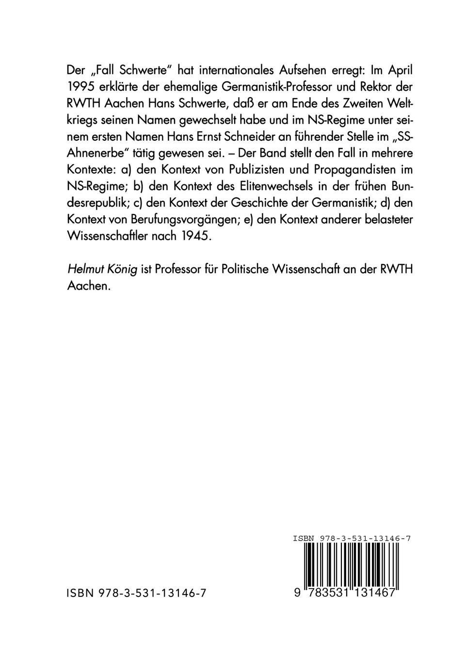 Rückseitencover Der Fall Schwerte im Kontext