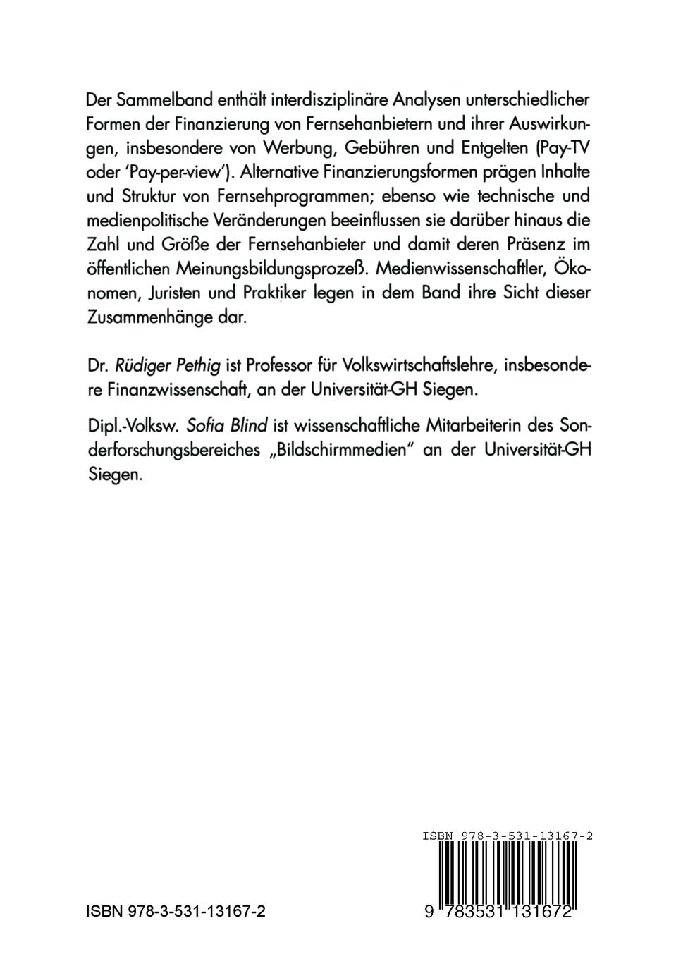 Rückseitencover Fernsehfinanzierung