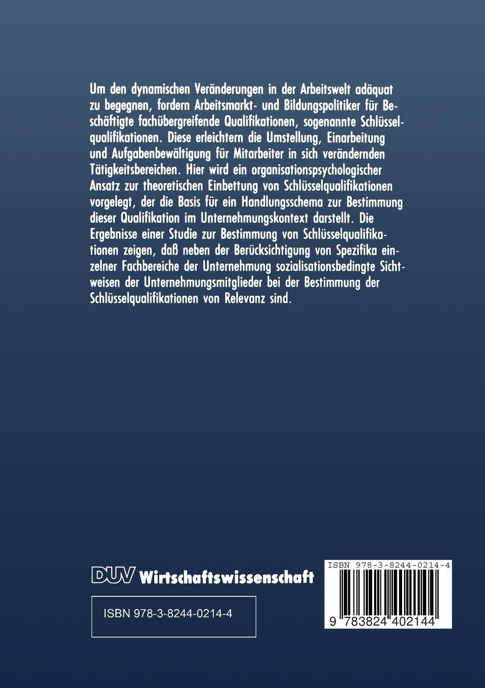 Rückseitencover Schlüsselqualifikation in der betrieblichen Praxis