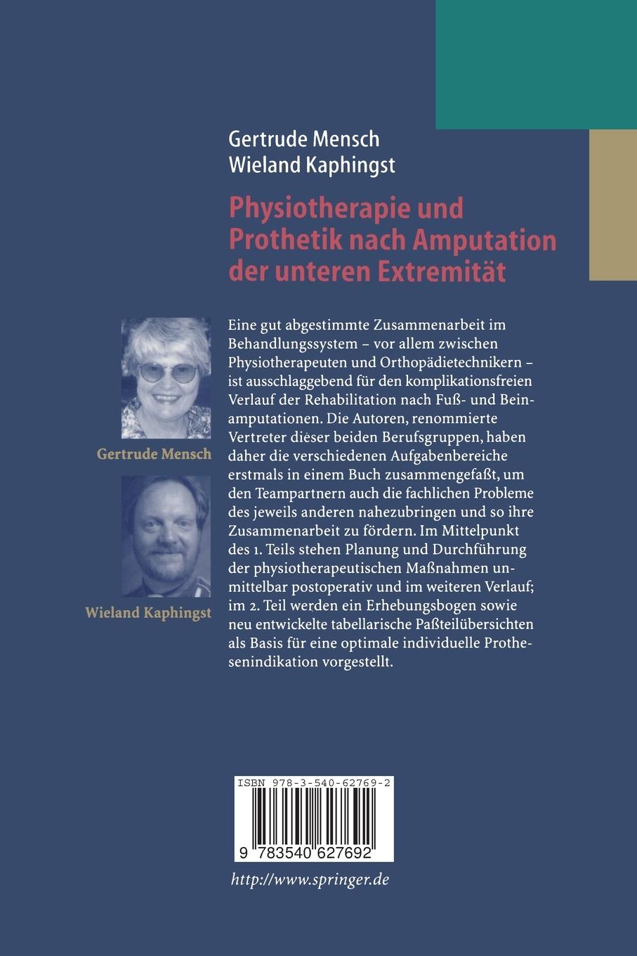 Rückseitencover Physiotherapie und Prothetik nach Amputation der unteren Extremität