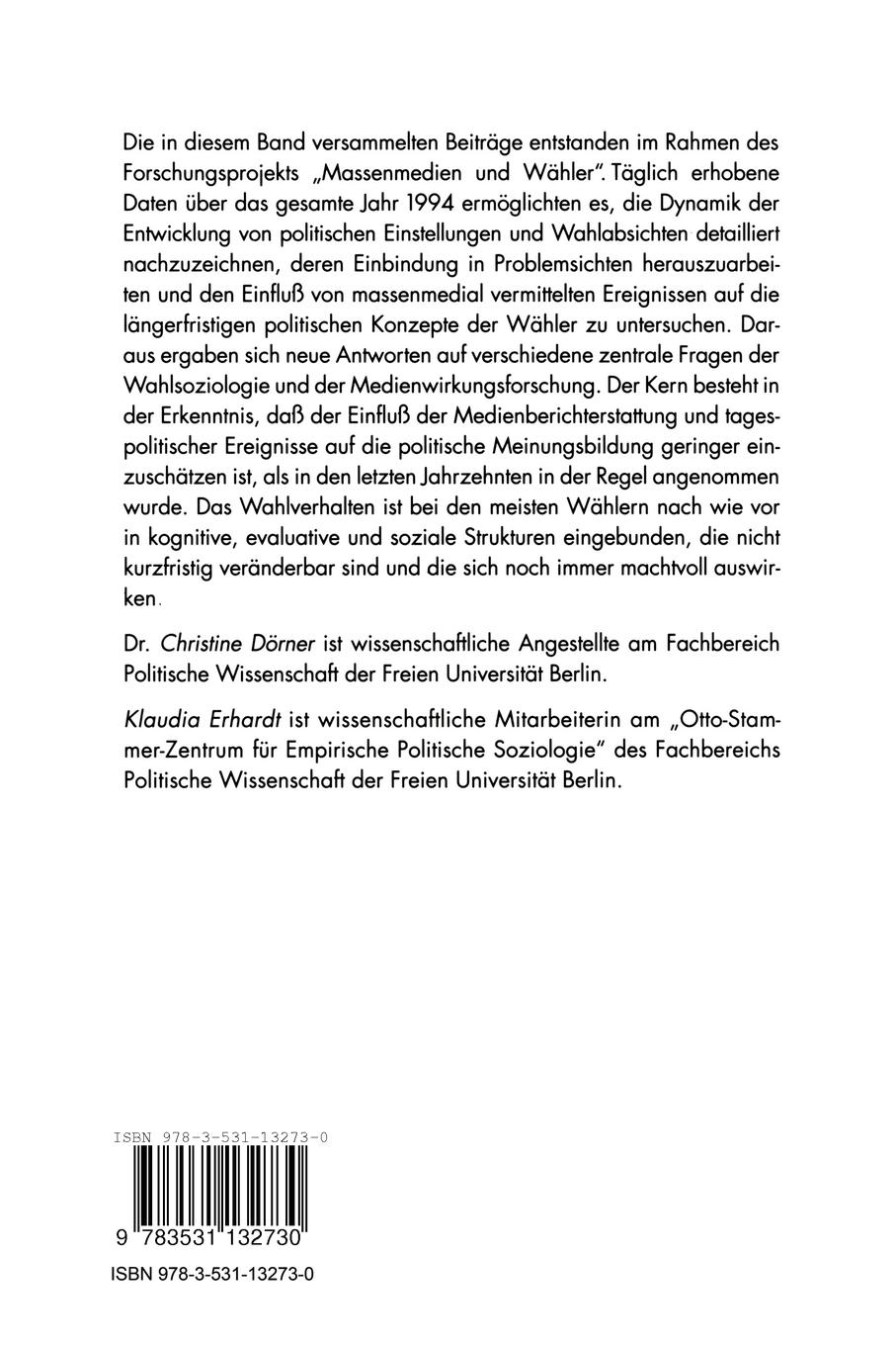 Rückseitencover Politische Meinungsbildung und Wahlverhalten