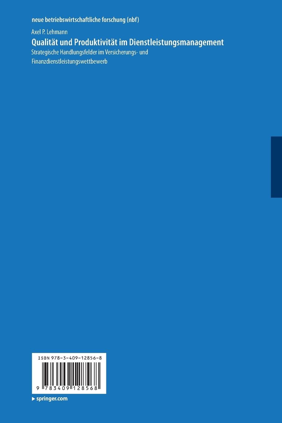 Rückseitencover Qualität und Produktivität im Dienstleistungsmanagement