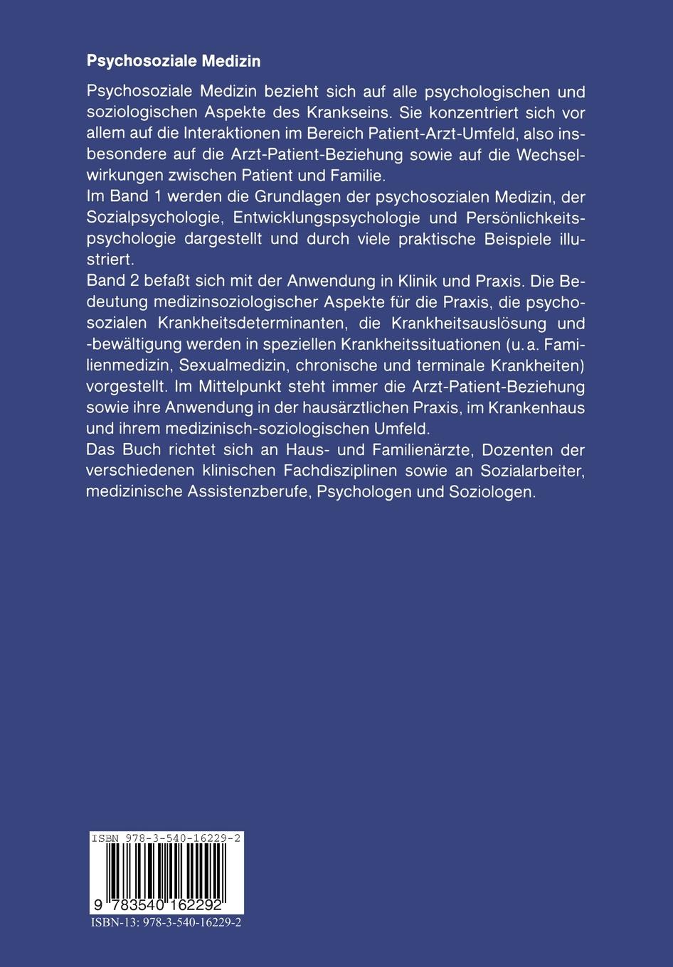 Rückseitencover Psychosoziale Medizin Gesundheit und Krankheit in bio-psycho-sozialer Sicht
