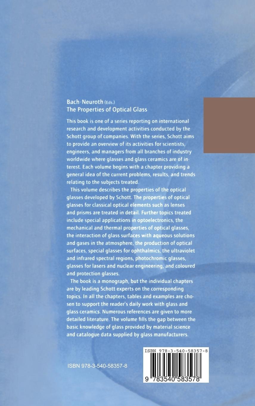 Rückseitencover The Properties of Optical Glass