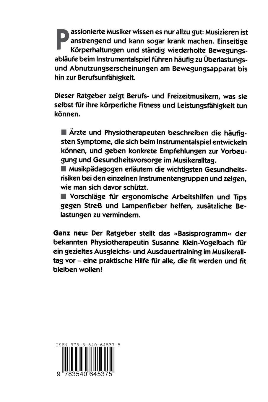 Rückseitencover Musikinstrument und Körperhaltung