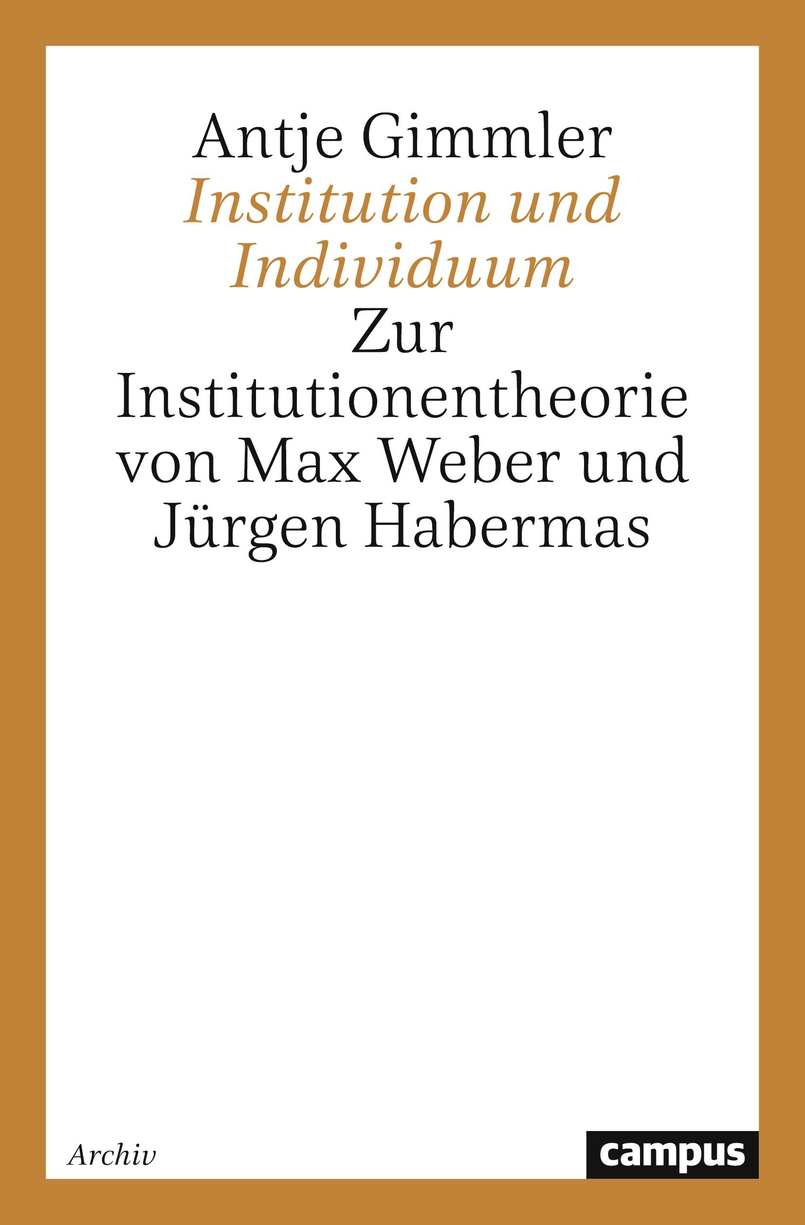 Vorderes Coverbild Institution und Individuum