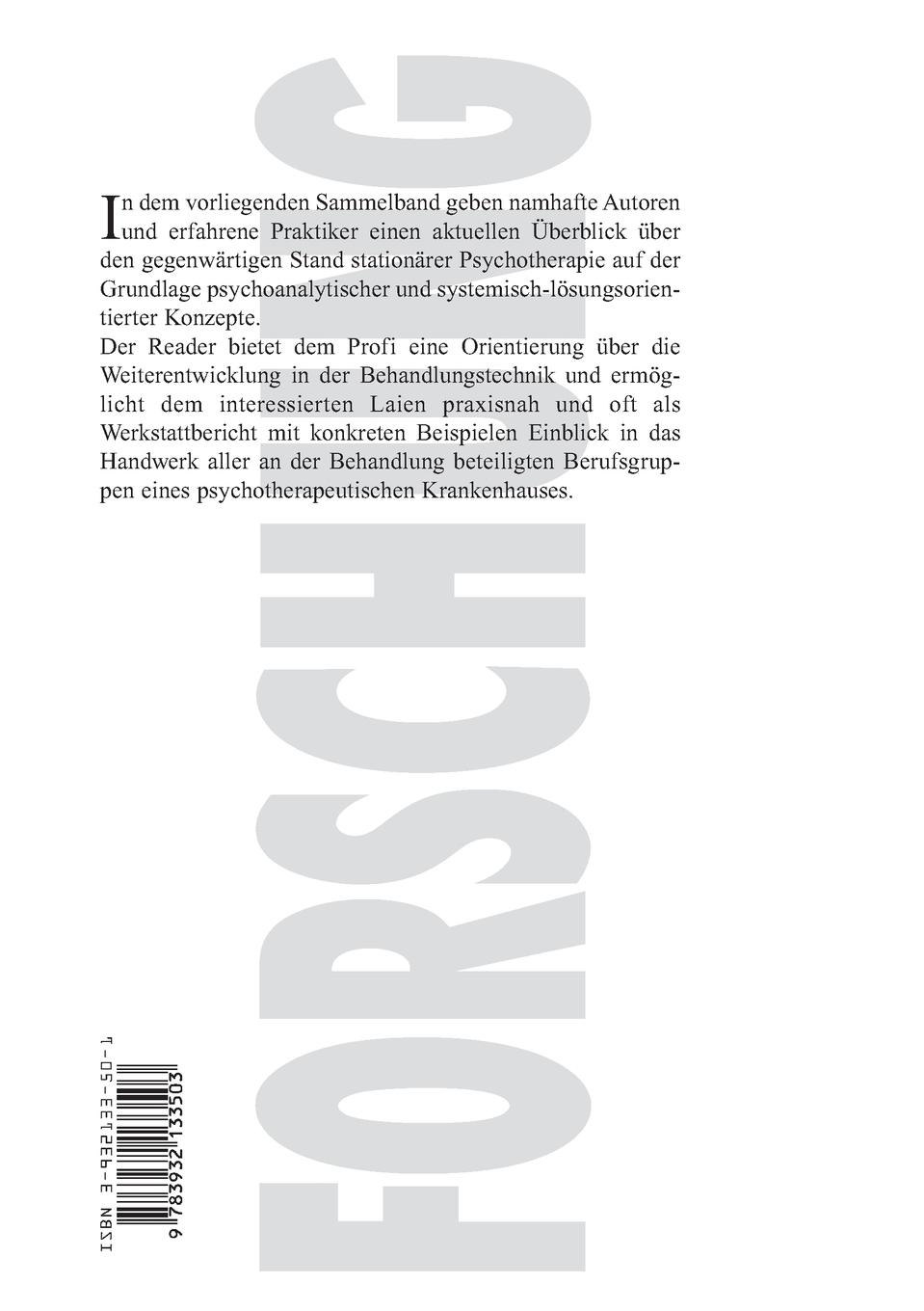 Rückseitencover Was tut sich in der stationären Psychotherapie?