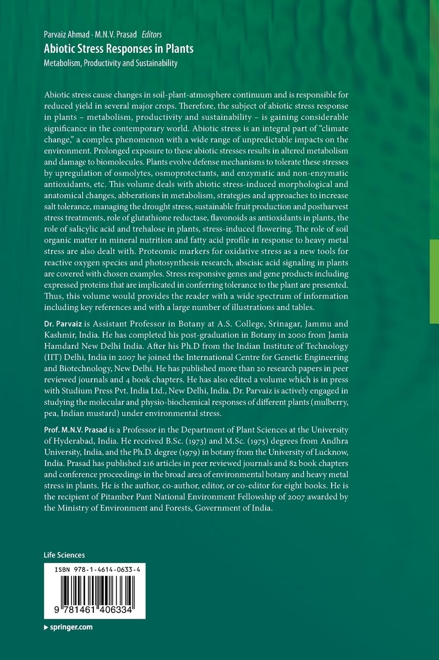 Rückseitencover Abiotic Stress Responses in Plants