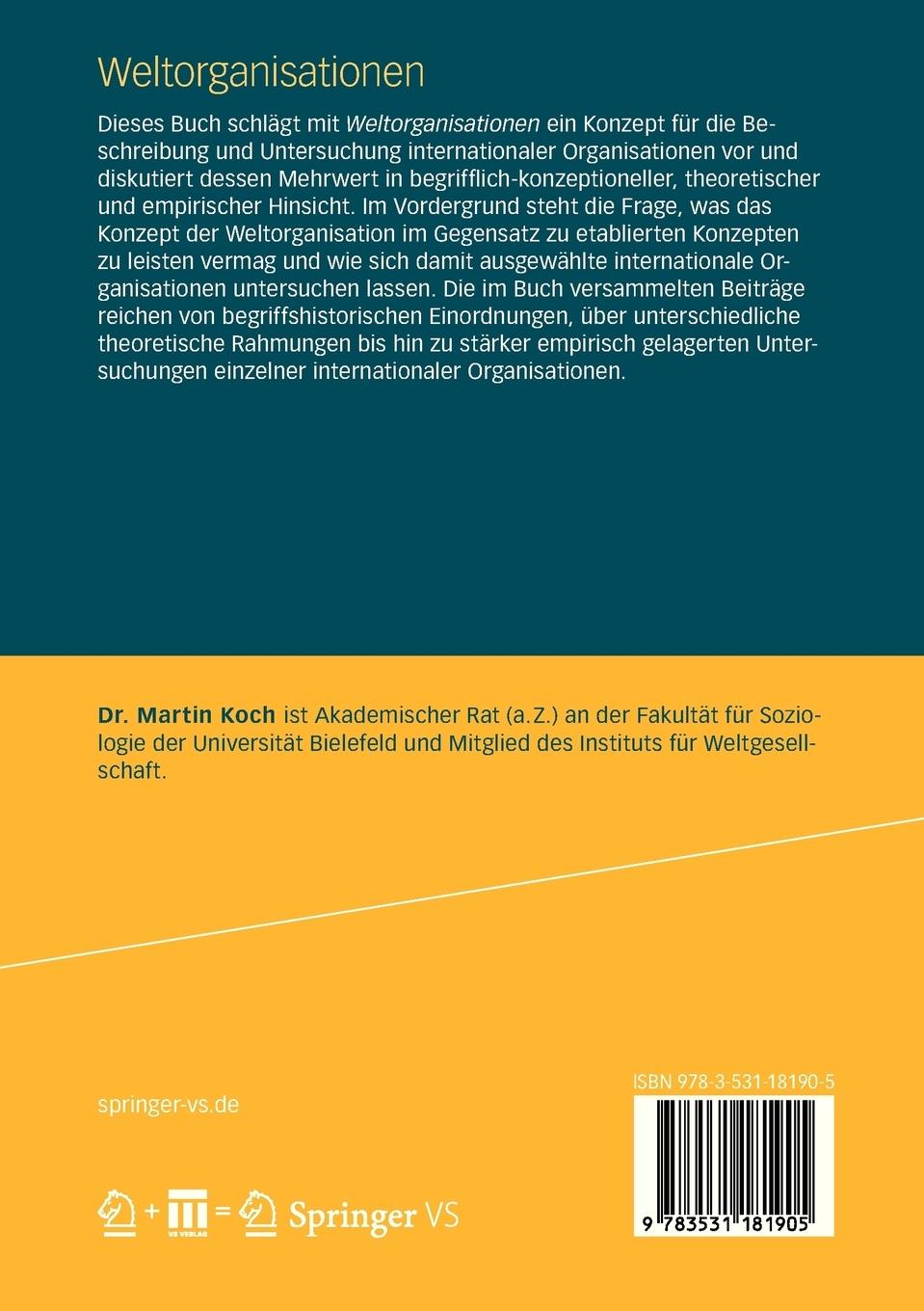 Rückseitencover Weltorganisationen