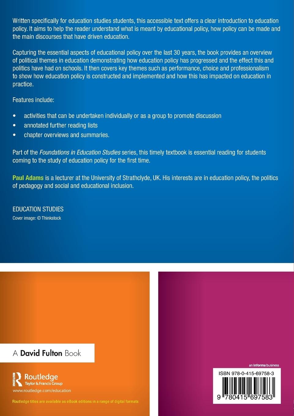 Rückseitencover Policy and Education