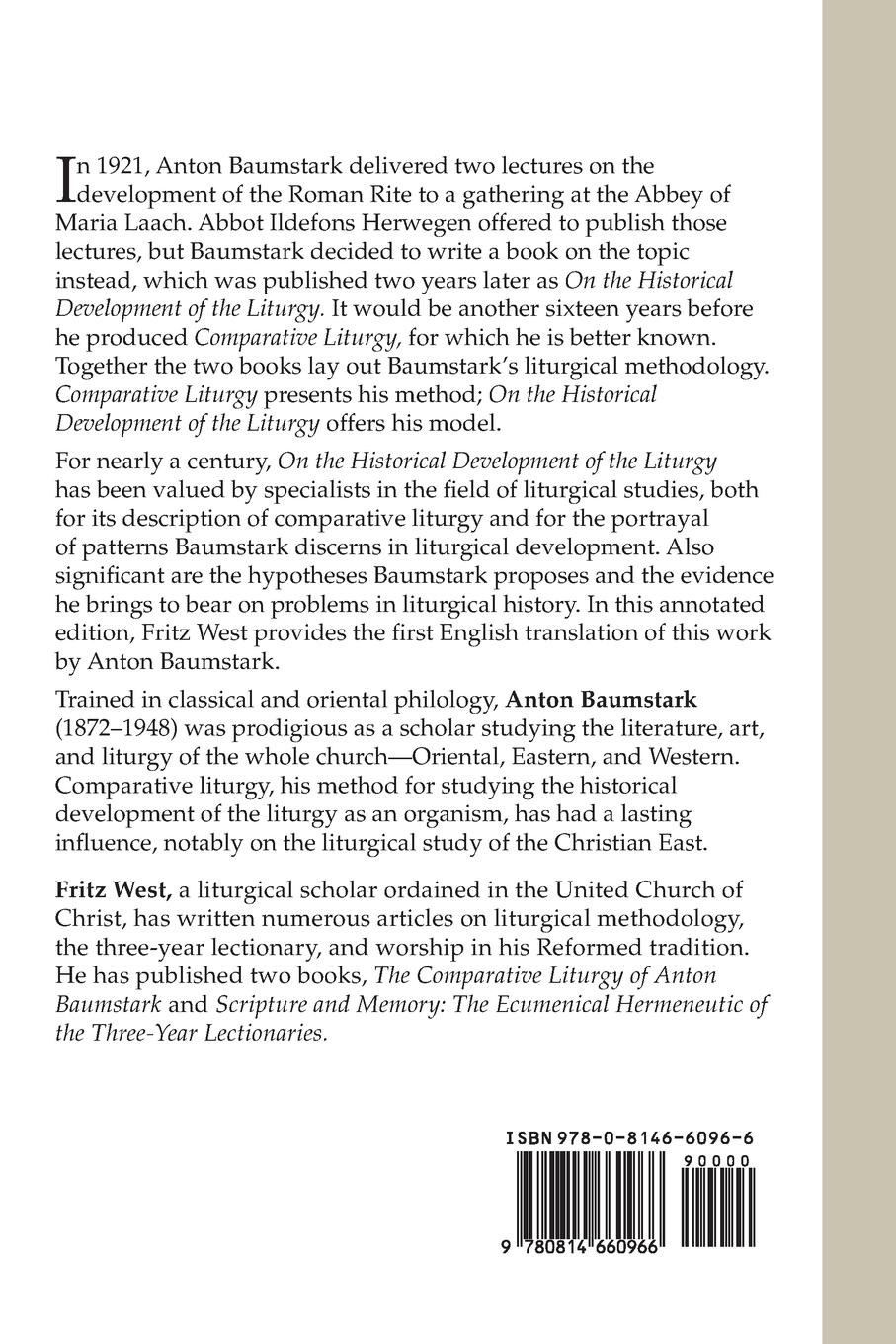 Rückseitencover On the Historical Development of the Liturgy