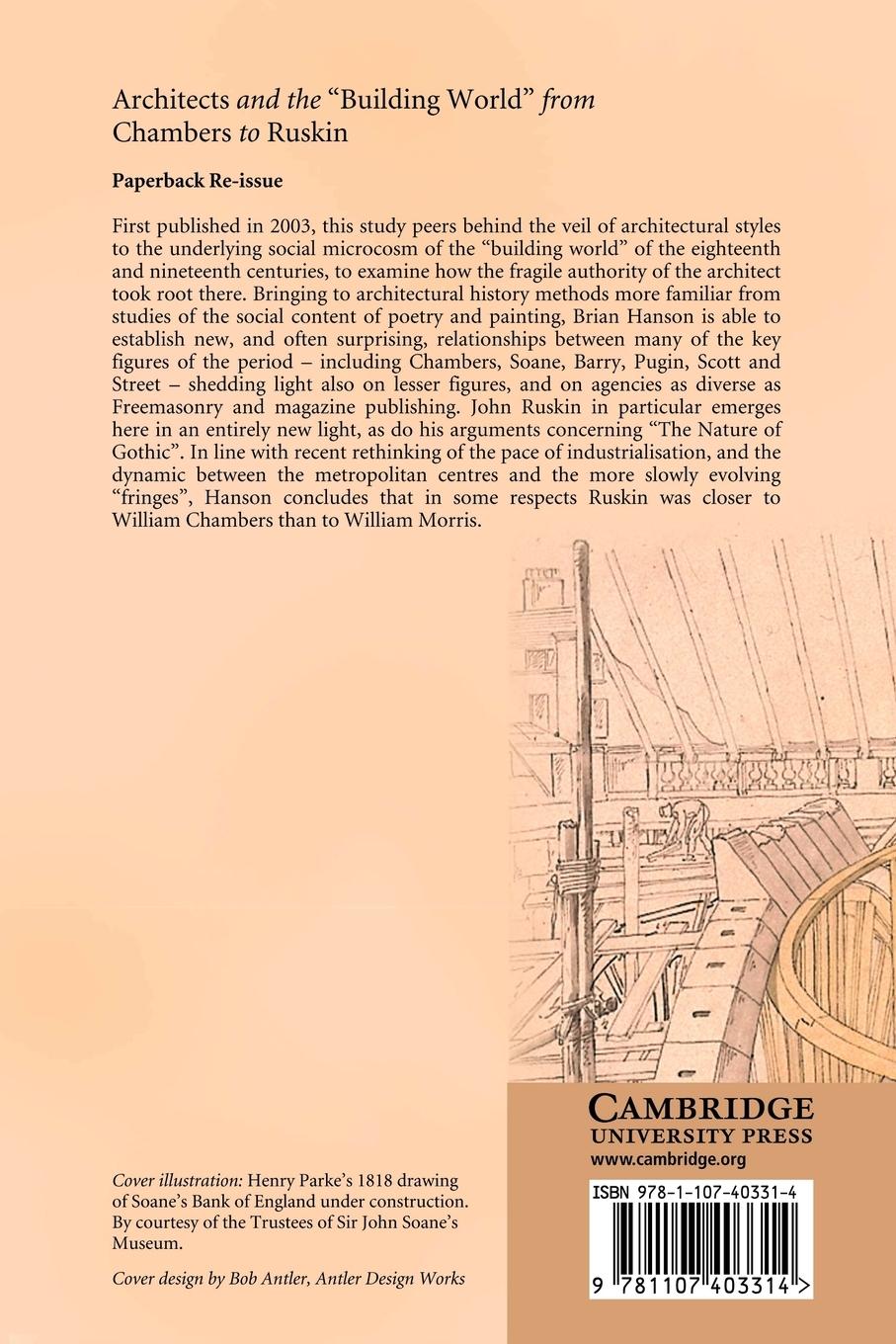 Rückseitencover Architects and the 'Building World' from Chambers to Ruskin