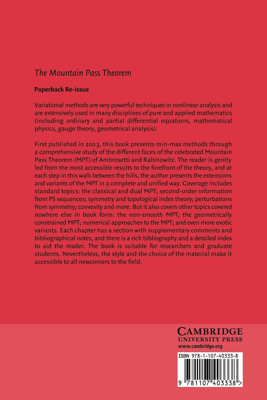 Rückseitencover The Mountain Pass Theorem