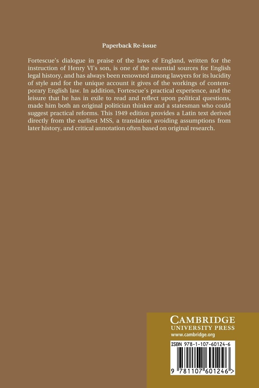 Rückseitencover de Laudibus Legum Anglie