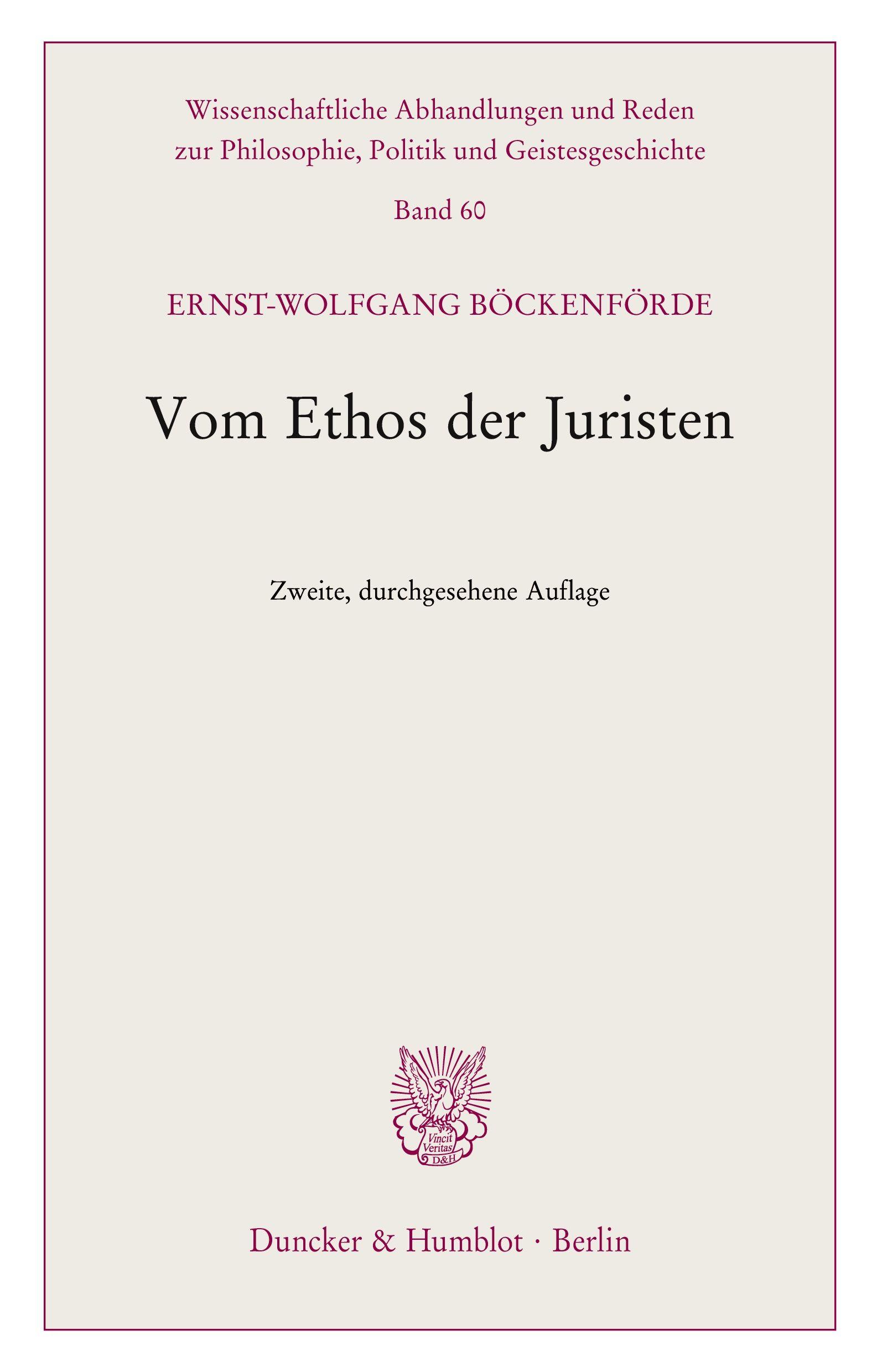 Vorderes Coverbild Vom Ethos der Juristen.