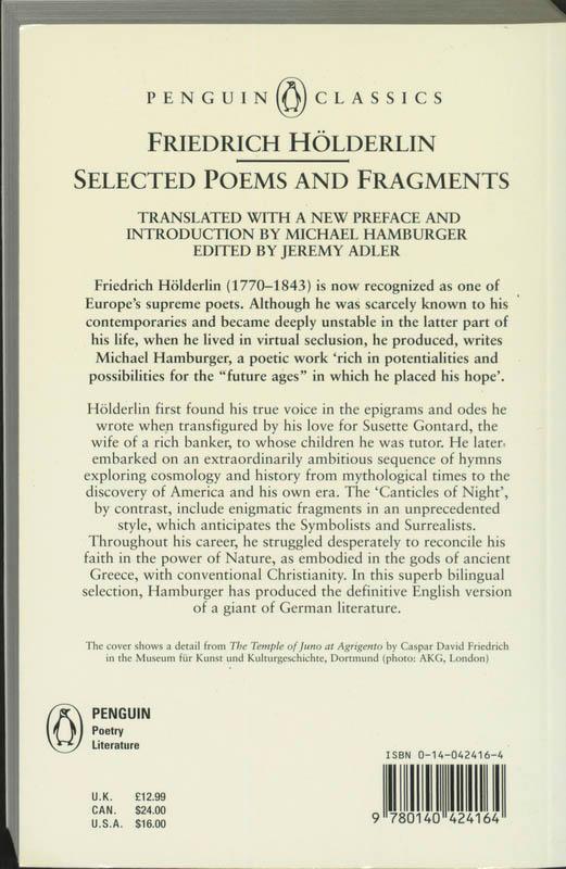 Rückseitencover Selected Poems and Fragments