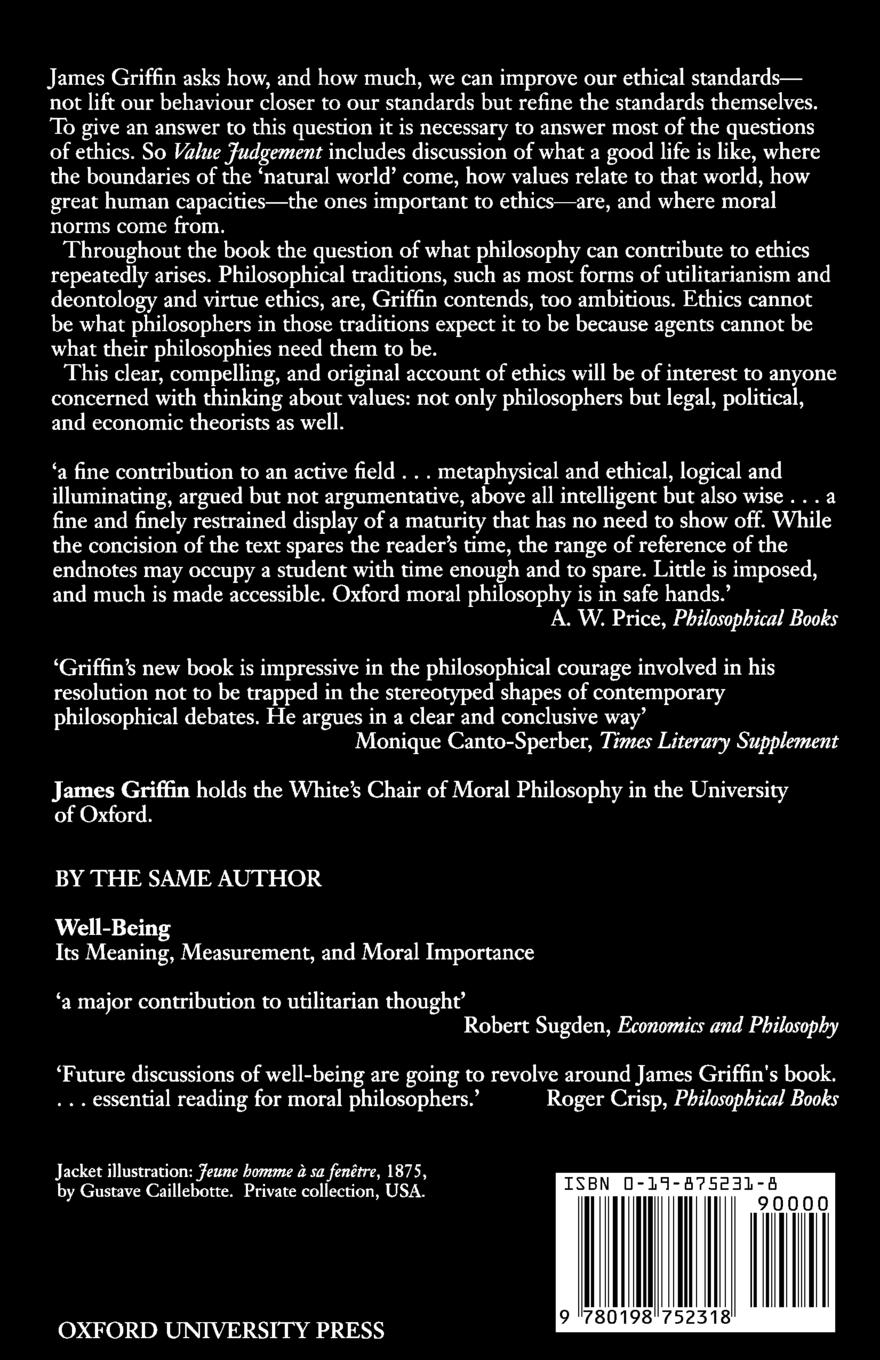 Rückseitencover Value Judgement