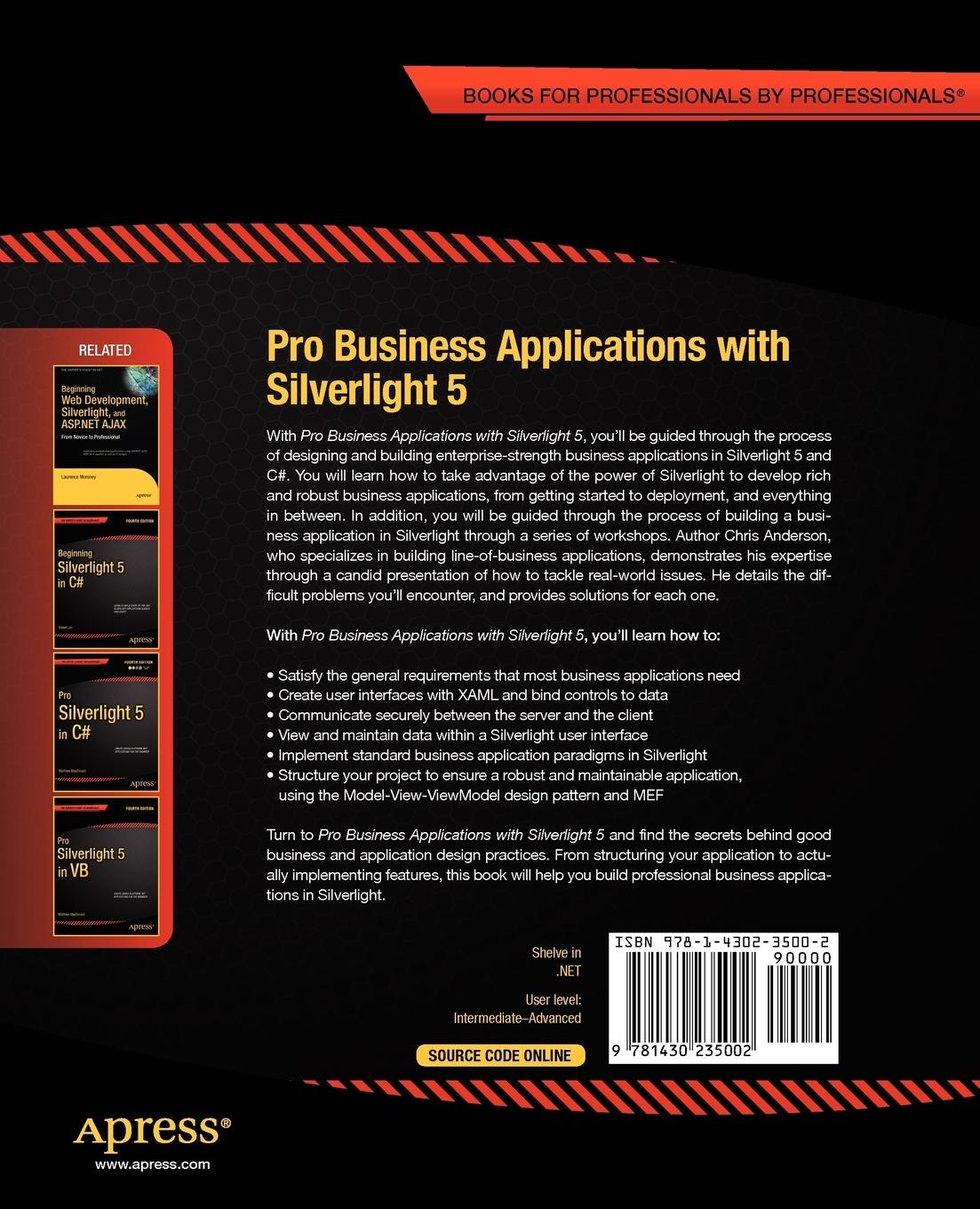 Rückseitencover Pro Business Applications with Silverlight 5