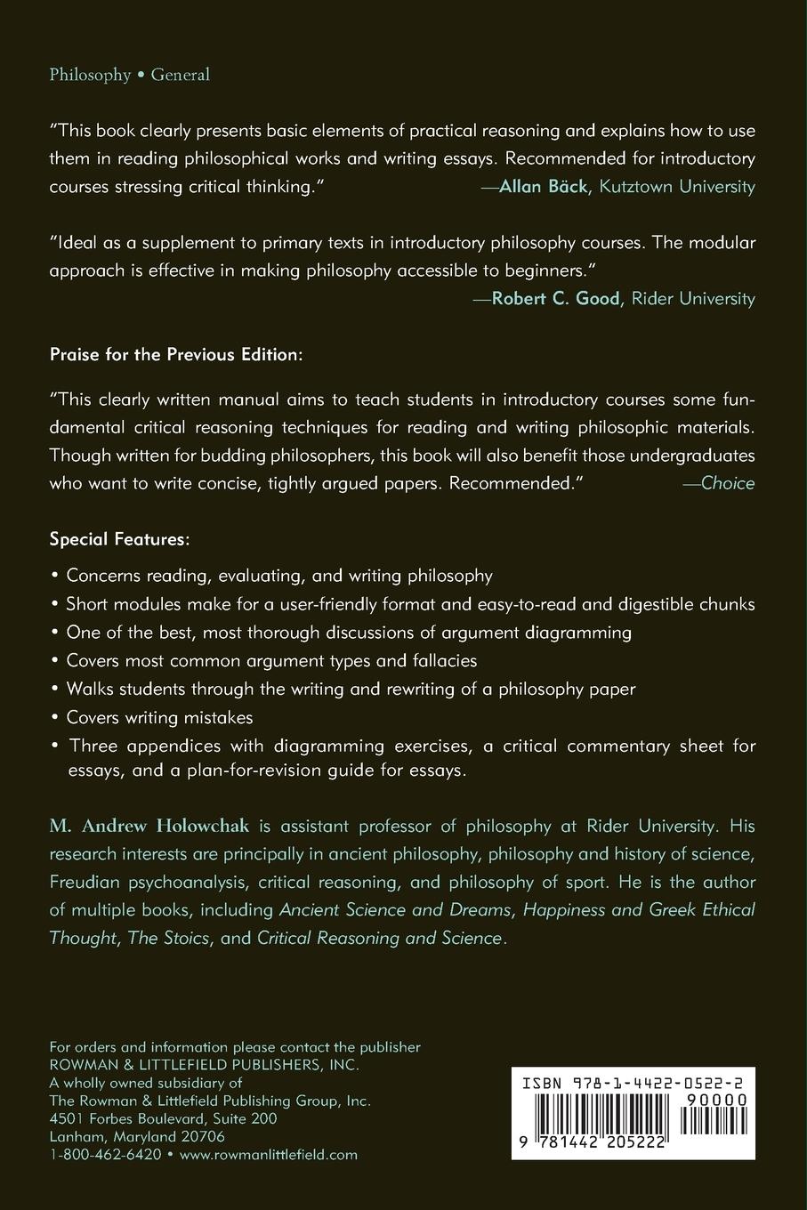 Rückseitencover Critical Reasoning and Philosophy
