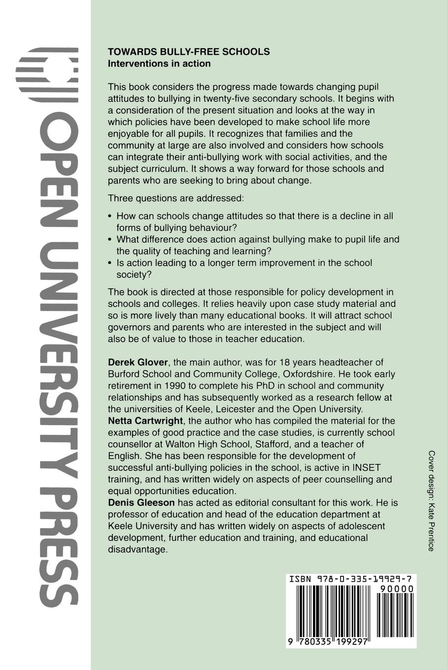 Rückseitencover Towards Bully-Free Schools