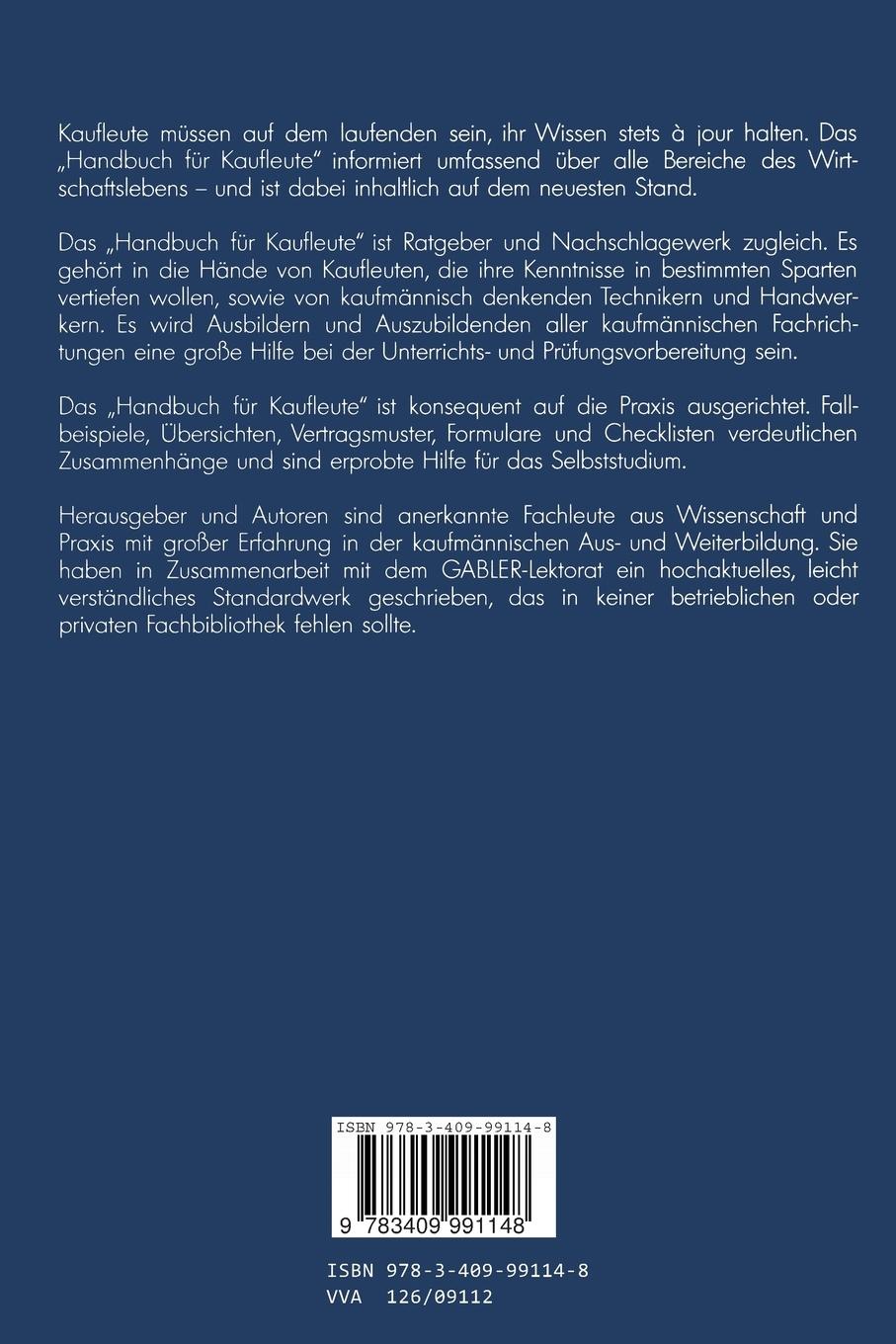 Rückseitencover Handbuch für Kaufleute