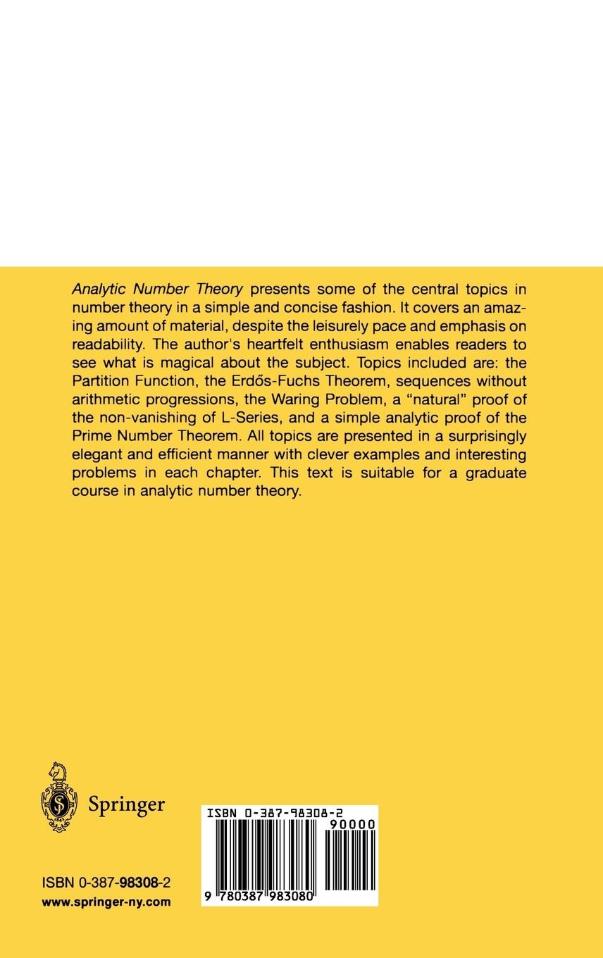 Rückseitencover Analytic Number Theory