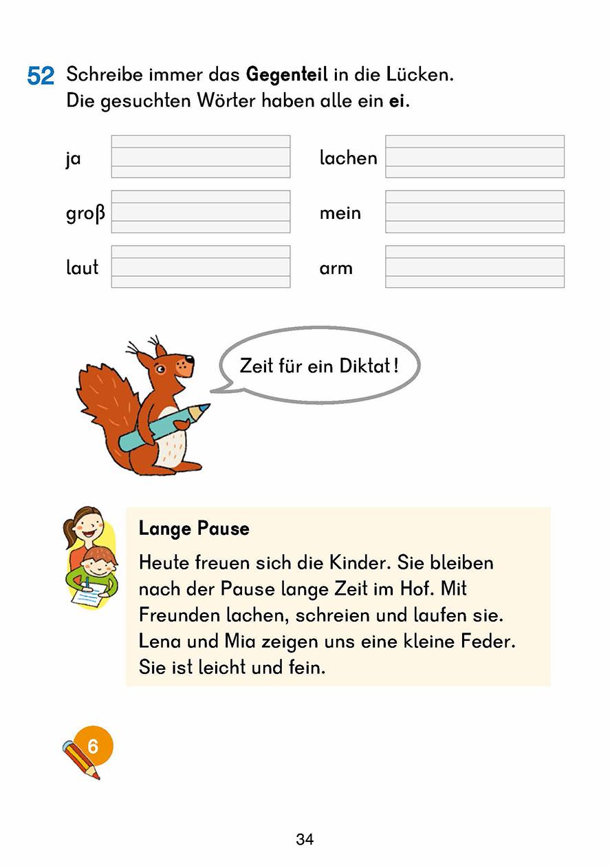 Beispielinhalt (Bild) Rechtschreiben und Diktate 2. Klasse