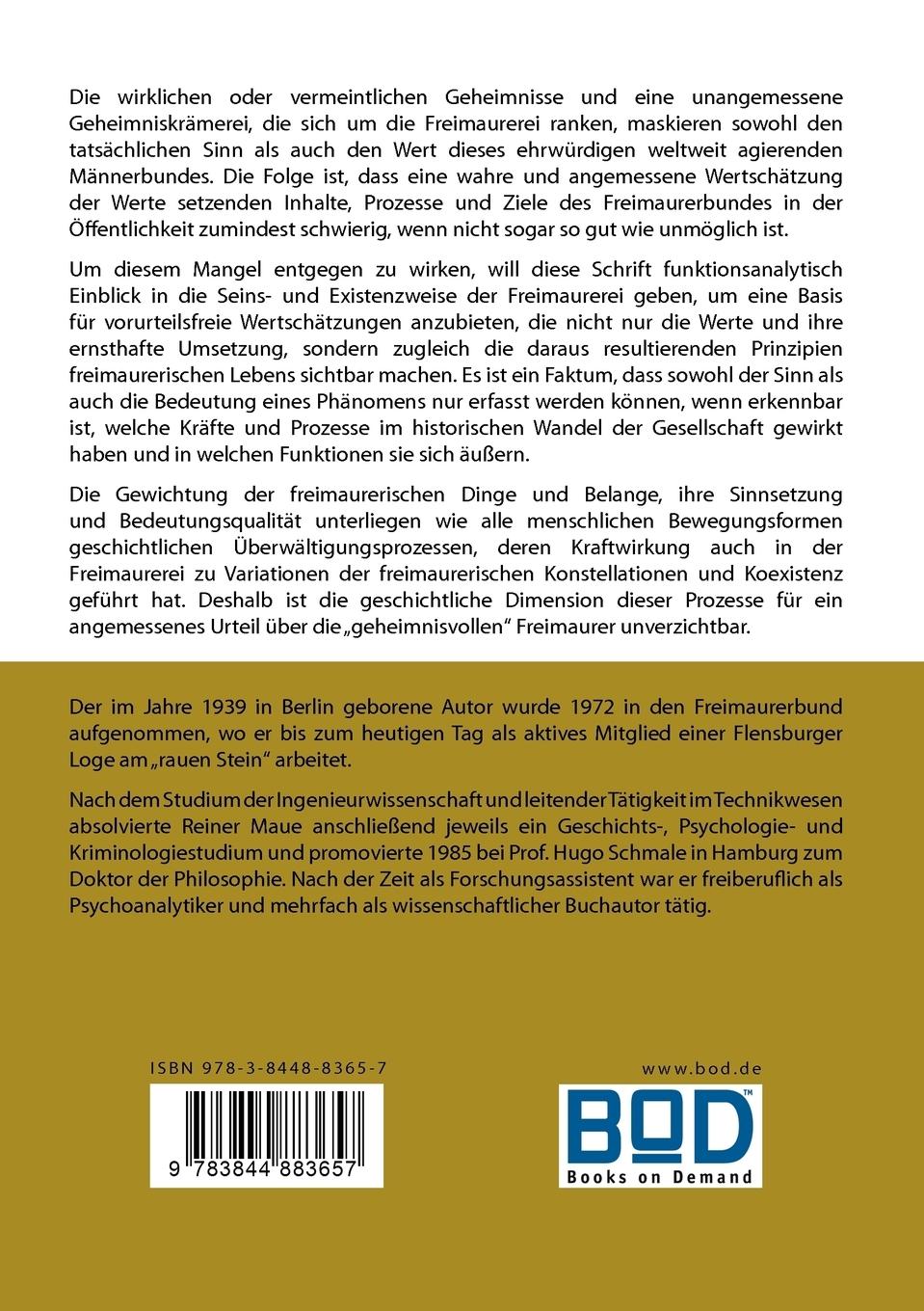 Rückseitencover Über die geheimnisvollen Freimaurer