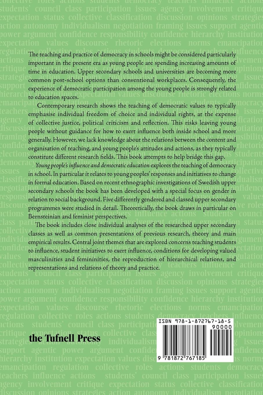 Rückseitencover Young People's Influence and Democratic Education