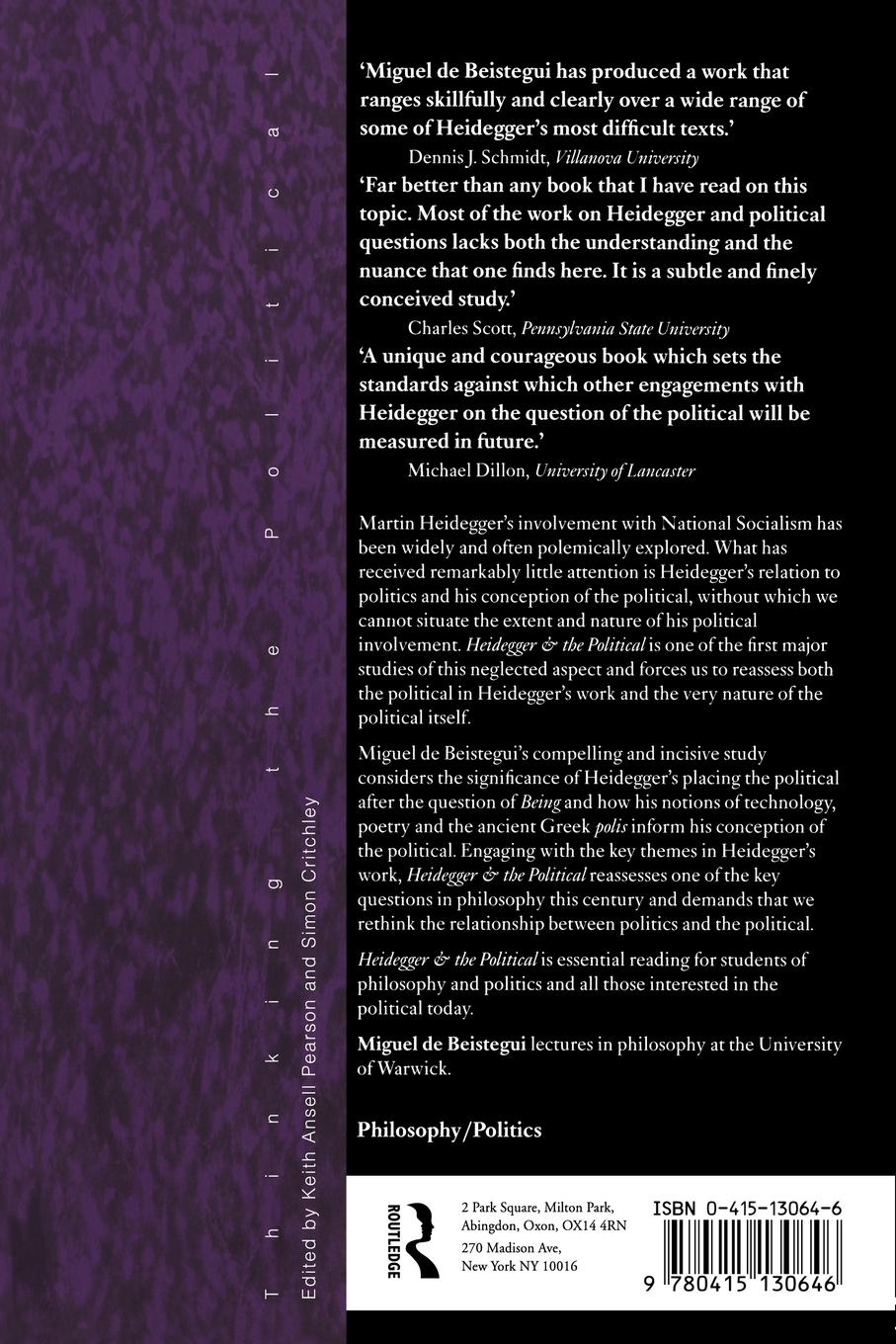 Rückseitencover Heidegger and the Political