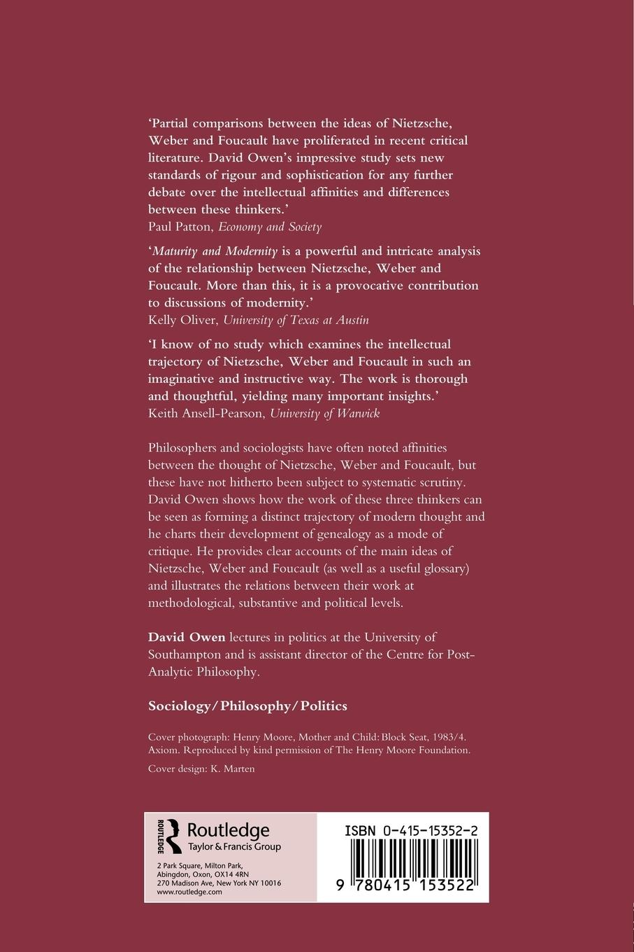 Rückseitencover Maturity and Modernity