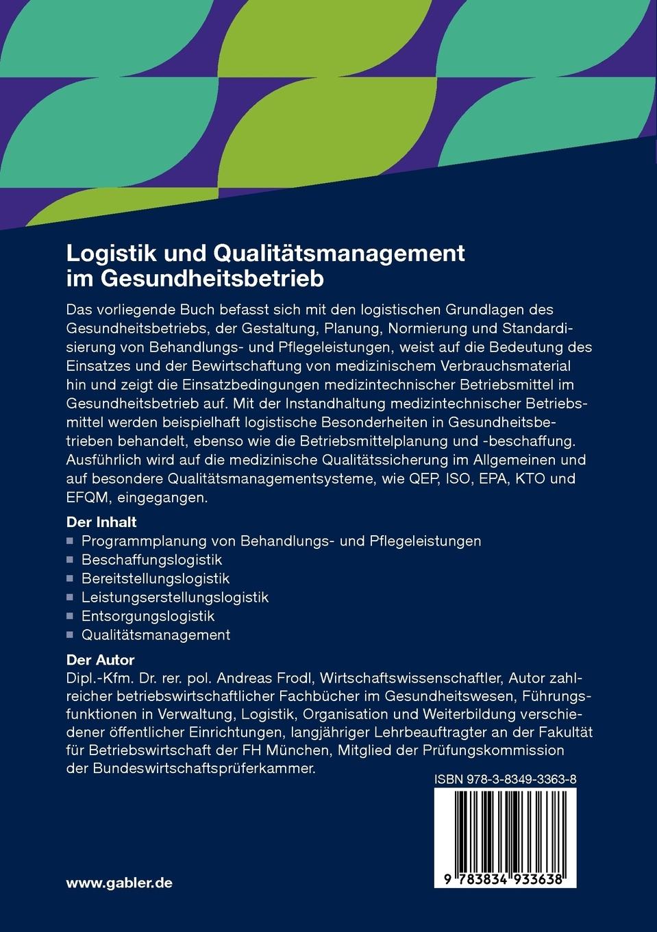 Rückseitencover Logistik und Qualitätsmanagement im Gesundheitsbetrieb