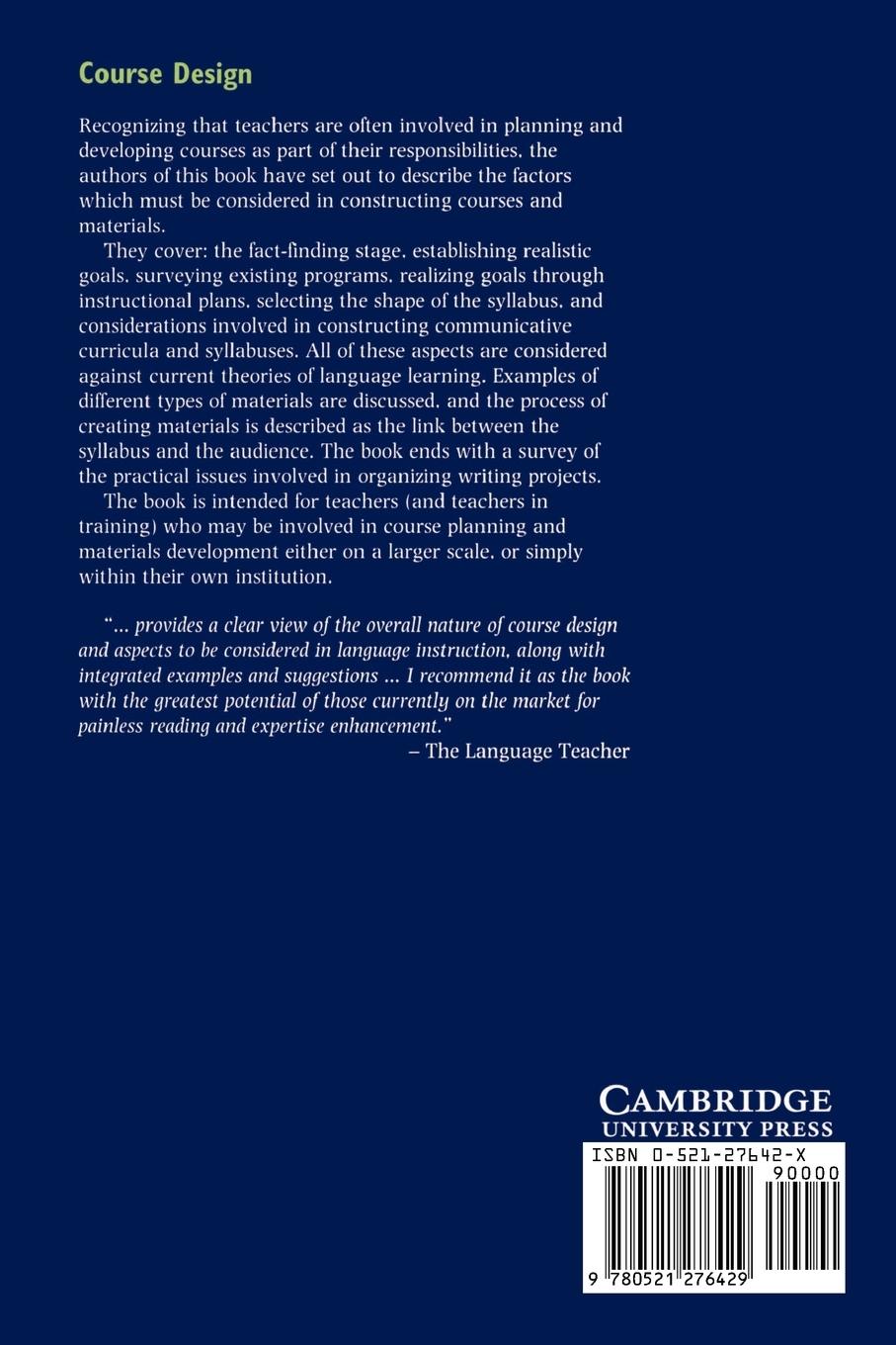 Rückseitencover Course Design