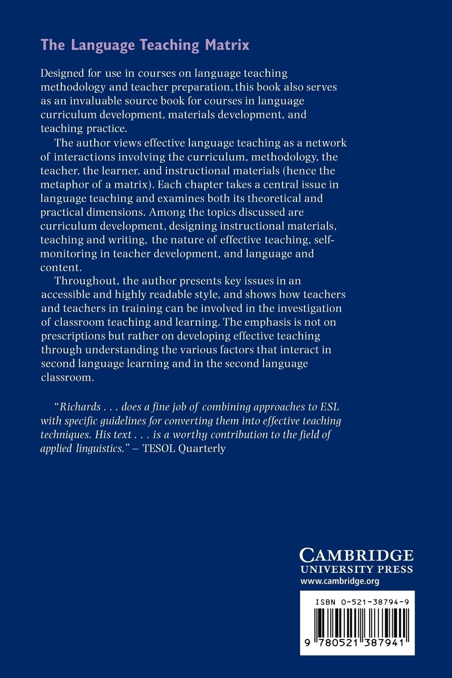 Rückseitencover The Language Teaching Matrix