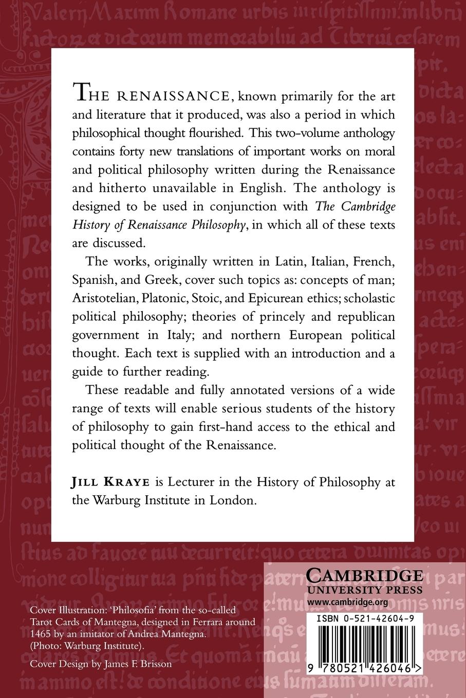 Rückseitencover Cambridge Translations of Renaissance Philosophical Texts