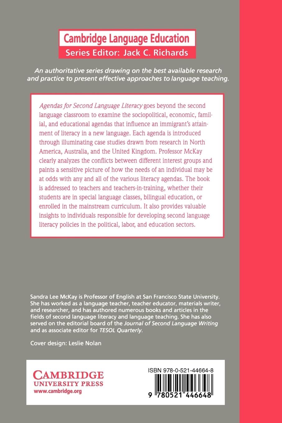 Rückseitencover Agendas for Second Language Literacy