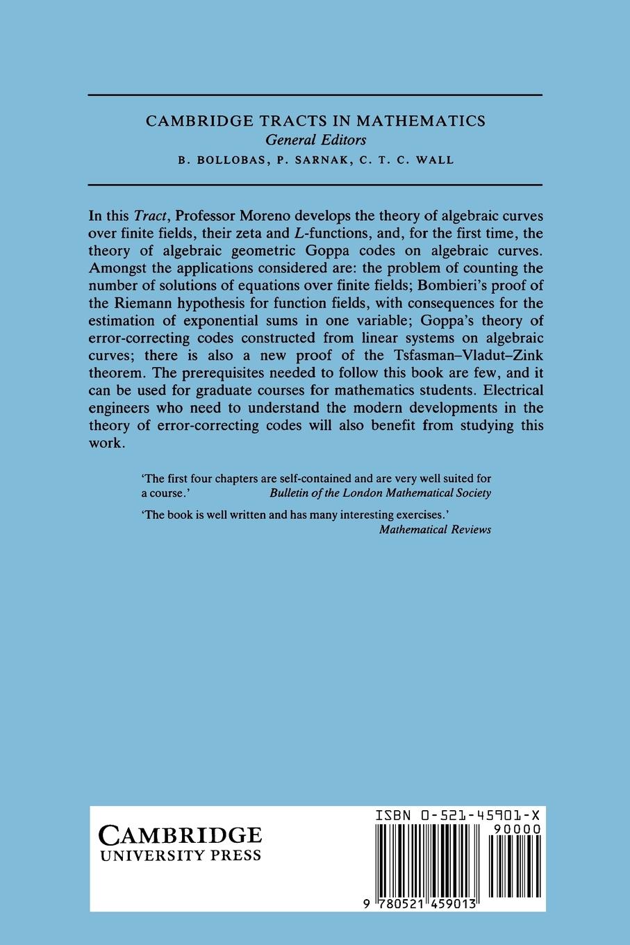 Rückseitencover 97 Algebraic Curves Over Finite Fields