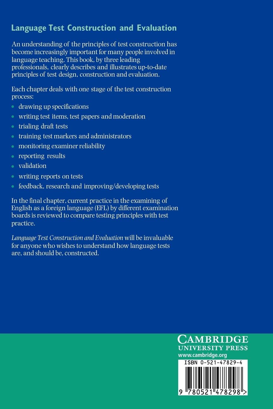 Rückseitencover Language Test Construction and Evaluation