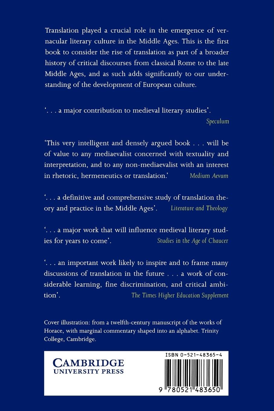 Rückseitencover Rhetoric, Hermeneutics, and Translation in the Middle Ages