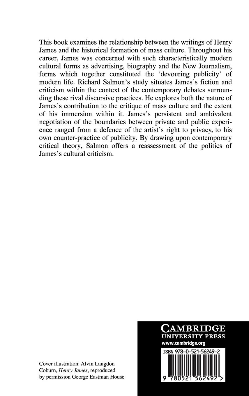 Rückseitencover Henry James and the Culture of Publicity